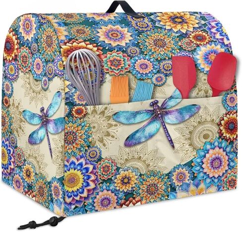 Dragonfly Boho Flower Mixer Covers Washable Stand Mixer Dust Cover Fit Kitchen Aid Mixer 4.5-8 Quart Home Kitchen Small Appliance Protector Colorful in Saudi Arabia
