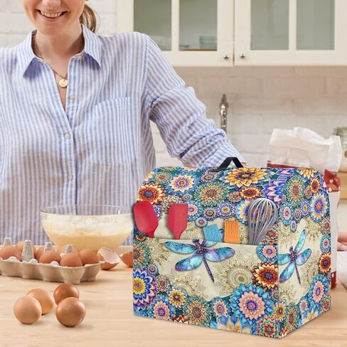 Dragonfly Boho Flower Mixer Covers Washable Stand Mixer Dust Cover Fit Kitchen Aid Mixer 4.5-8 Quart Home Kitchen Small Appliance Protector Colorful in Saudi Arabia