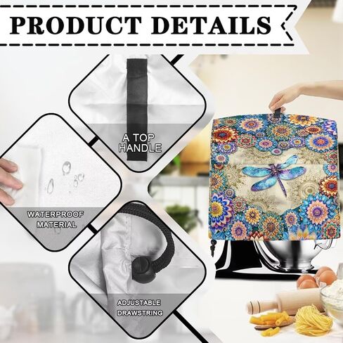 Dragonfly Boho Flower Mixer Covers Washable Stand Mixer Dust Cover Fit Kitchen Aid Mixer 4.5-8 Quart Home Kitchen Small Appliance Protector Colorful in Saudi Arabia