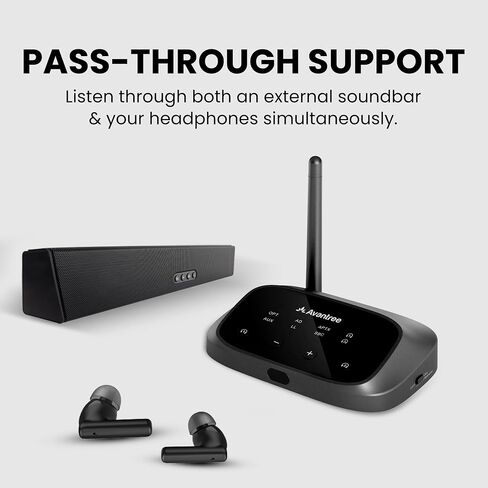 Avantree Oasis Plus 2 - جهاز إرسال Bluetooth للتلفزيون مع التحكم عن بُعد و Avantree TWS116 - سماعات اللاسلكية المفتوحة في الأذن ورسواف الشحن مع وعي محيط in Kuwait