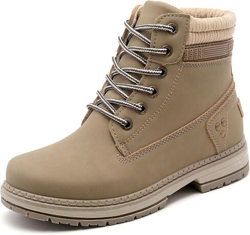 Women Hiking Work Boots - Waterproof Cute Ankle Combat Booties Lace Up Low Heel Lightweight Comfortable Pink 9 in Kuwait
