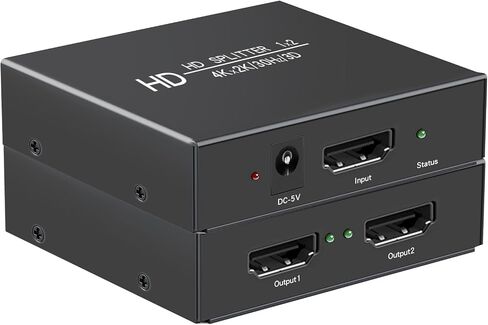 4K1x2 HDMI Splitter 1 in 2 Out, 2 Port Powered hdmi splitters for Dual Monitors Outputs,Mirror/Copy Screen only (Not Extend) 2 Way Splitter Support 4K2K@30Hz, 3D, for Office,PS4,Projector,HDTV. in Kuwait