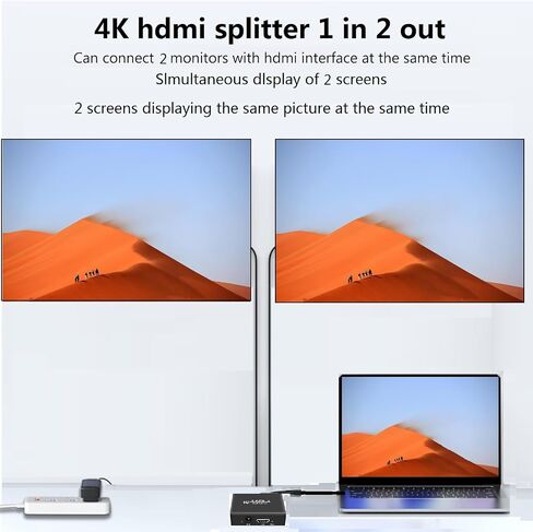 4K1x2 HDMI Splitter 1 in 2 Out, 2 Port Powered hdmi splitters for Dual Monitors Outputs,Mirror/Copy Screen only (Not Extend) 2 Way Splitter Support 4K2K@30Hz, 3D, for Office,PS4,Projector,HDTV. in Kuwait