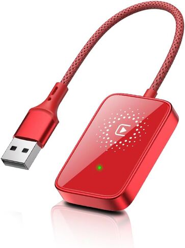 محول Wirelesss ، قابس نطاق 10 أمتار وتشغيل 5.0 جيجا هرتز نقل سريع مع إمكانات التحكم الصوتي ، متوافق مع أكثر من 98 ٪ سيارة لنظامي iOS ، فقط مناسبة لنظام التشغيل iOS ، ABS (أحمر) in Kuwait