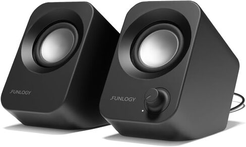 Speaker - 14W Stereo PC Speakers, USB Powered, Compact Size with 30° Tilt Design, Volume Dial Control, for Desktop, Laptop, Monitor, Gaming Consoles, Black in Saudi Arabia