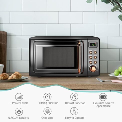 فرن ميكروويف رجعية كونترتوب ، simoe 0.7 cu ft ميكروويف صغير مع إزالة الجليد ، 5 طاقة صغيرة ، 8 مجموعة طلاء تلقائي وقفل الطفل ، ميكروويف مضغوط مع 10 بوصة القرص الدوار ، مؤقت 60 دقيقة ، شاشة LED ، 700W in Kuwait