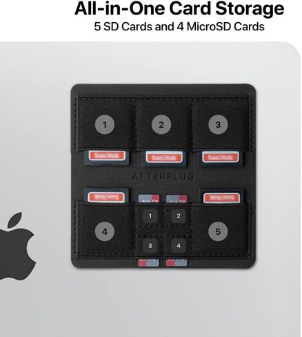 حامل بطاقة SD & MicroSD اللاصق الرفيع للغاية لأجهزة الكمبيوتر المحمولة ، 9 فتحات لـ 5 بطاقات SD و 4 microSD ، أسود in Kuwait