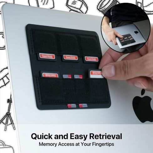 حامل بطاقة SD & MicroSD اللاصق الرفيع للغاية لأجهزة الكمبيوتر المحمولة ، 9 فتحات لـ 5 بطاقات SD و 4 microSD ، أسود in Kuwait