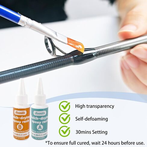 Aventik Fishing Rod Tip Repair Kit Complete Supplies with Quick-Drying Two-Part Epoxy Resin, 500D Wrapping Thread, Brushes,Cups, and Masking Tape Fishing Pole Repair Kit in Saudi Arabia