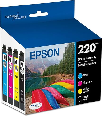 Epson t220120 durabrite فائق باللون الأسود سعة القياسية بخرطوشة حبر (wf-2760 ، wf-2750 ، wf-2660 ، wf-2650 ، wf-2630 ، xp-424 ، xp-420 ، xp-320), Black and Color Combo Pack in Saudi Arabia