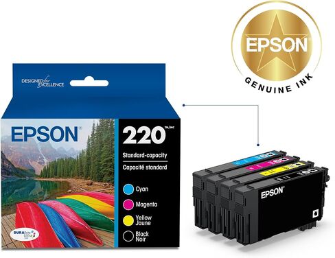 Epson t220120 durabrite فائق باللون الأسود سعة القياسية بخرطوشة حبر (wf-2760 ، wf-2750 ، wf-2660 ، wf-2650 ، wf-2630 ، xp-424 ، xp-420 ، xp-320), Black and Color Combo Pack in Saudi Arabia