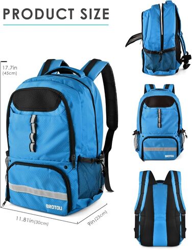 حقيبة ظهر لكرة السلة من بروتو، حقيبة كرة سلة كبيرة مع حجرة للأحذية والكرة، حقيبة ظهر لكرة السلة لكرة السلة/الكرة الطائرة/كرة القدم، حقائب معدات تدريب رياضية ذات سعة كبيرة للرجال/النساء (أسود جديد) in Kuwait