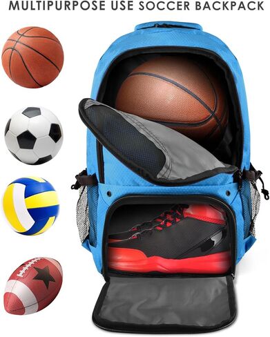 حقيبة ظهر لكرة السلة من بروتو، حقيبة كرة سلة كبيرة مع حجرة للأحذية والكرة، حقيبة ظهر لكرة السلة لكرة السلة/الكرة الطائرة/كرة القدم، حقائب معدات تدريب رياضية ذات سعة كبيرة للرجال/النساء (أسود جديد) in Kuwait