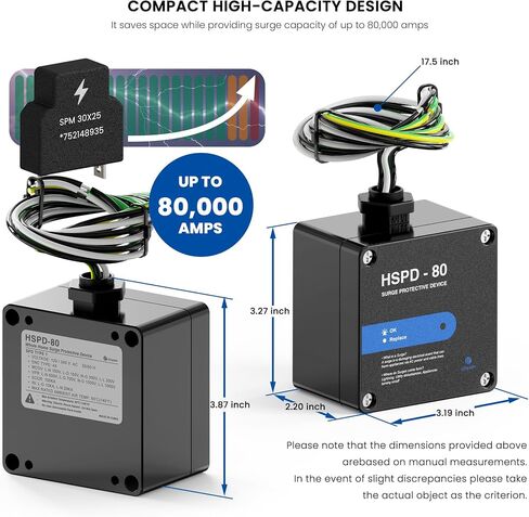 HSPD Square Whole Home Surge Protective Device, Type 1 SPD, Whole House Surge Protector, AC Surge Protection, 120/240VAC (HSPD-25) in Saudi Arabia