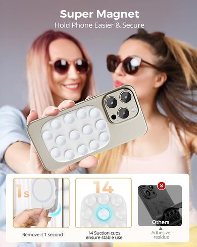 جبل هاتف شفط مغناطيسي ، حامل هاتف دش لـ Magsafe ، قبضة كأس الشفط اللزجة للهاتف لـ iPhone 16 15 14 13 12 ، عيد ميلاد للنساء in Kuwait