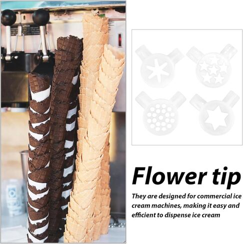 Garneck 4 Pcs Fantastic Modeling Caps Fittings Soft Serve Ice Cream Machine Spare Parts Lids Nozzle Accessories 29mm Inner Diameter, 5.00X4.50X0.70CM, White, FU3034C14DT in Kuwait