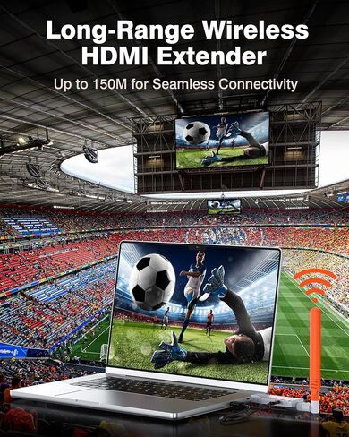 4K HDMI Wireless 2 Receivers and Transmitter, 4K Input 2160P Output, 150M/450Ft Multiple Extender, Plug&Play 5.8G for Video/Audio Streaming from PC/Projectors/TVs (with Storage Bag) in Saudi Arabia