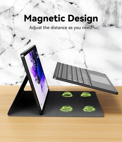 حافظة GreenLaw لهاتف Samsung Galaxy Tab S7 Fe (5G) مع لوحة مفاتيح، Tab S8 Plus S7 Plus، إضاءة خلفية DIY 7 ألوان، لوحة لمس ذكية، حافظة لوحة مفاتيح مغناطيسية قابلة للفصل مع حامل قلم S، أسود in Kuwait