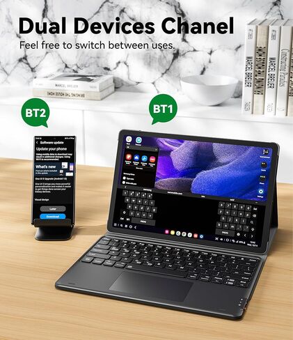 حافظة GreenLaw لهاتف Samsung Galaxy Tab S7 Fe (5G) مع لوحة مفاتيح، Tab S8 Plus S7 Plus، إضاءة خلفية DIY 7 ألوان، لوحة لمس ذكية، حافظة لوحة مفاتيح مغناطيسية قابلة للفصل مع حامل قلم S، أسود in Kuwait
