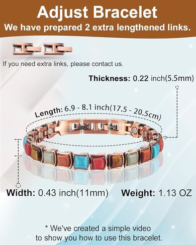 سوار نحاسي للنساء من ماجفيفيس لعلاج التهاب المفاصل والمفاصل، سوار علاج مغناطيسي من النحاس النقي للنفق الرسغي مع حلقة واحدة قابلة للإزالة، مغناطيس فعال 3500 غاوس in Kuwait