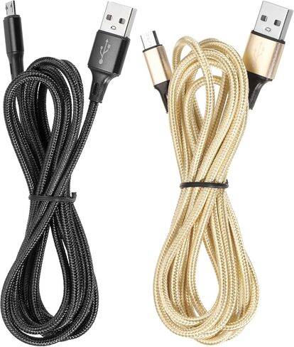 MECCANIXITY 2 Pcs Controller Charger Cable, 6Ft USB A to Micro USB Cable USB Cable Micro USB Cable Charging Cable USB Cable Fast Charging Phone Charger Cord, Gold/Black in Saudi Arabia