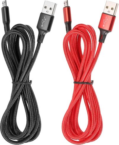 Meccanixity 2 PCS Controller Charger Cable ، 6ft USB A إلى Micro USB Cable Cable USB Micro Cable Cable Cable USB Charger Fast Charging Charger ، Gold/Black in Kuwait