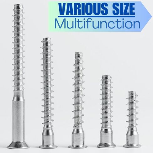 Confirmat Screws, 100 PCs Pack M6.3 x 50mm, Hex Socket Drive Countersunk Self-Tapping Furniture Connecting Screw Set, Sturdy & Easy-to-Install in Saudi Arabia