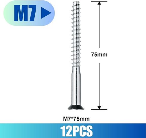 Confirmat Screws, 100 PCs Pack M6.3 x 50mm, Hex Socket Drive Countersunk Self-Tapping Furniture Connecting Screw Set, Sturdy & Easy-to-Install in Saudi Arabia