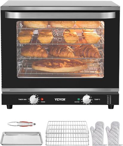 VEVOR Commercial Countertop Oven, 66L 4-Tier Toaster Ovens with Tempered Glass Door, Wire Racks Clip Tray Gloves, 2800W Electric Stainless Steel Baking Ovens for Restaurant Bakery (AC208~240V,60Hz) in Saudi Arabia