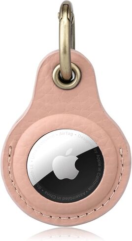 Airtag Keyring Genuine Leather with Brass Key Tags. Apple Airtag Holder Luggage GPS Tracker Dog Airtag Keychain (Tan) in Saudi Arabia
