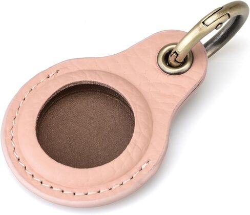 Airtag Keyring Genuine Leather with Brass Key Tags. Apple Airtag Holder Luggage GPS Tracker Dog Airtag Keychain (Tan) in Saudi Arabia
