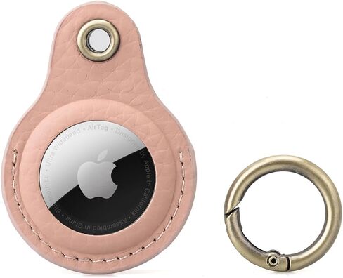 Airtag Keyring Genuine Leather with Brass Key Tags. Apple Airtag Holder Luggage GPS Tracker Dog Airtag Keychain (Tan) in Saudi Arabia
