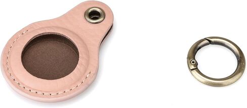 Airtag Keyring Genuine Leather with Brass Key Tags. Apple Airtag Holder Luggage GPS Tracker Dog Airtag Keychain (Tan) in Saudi Arabia