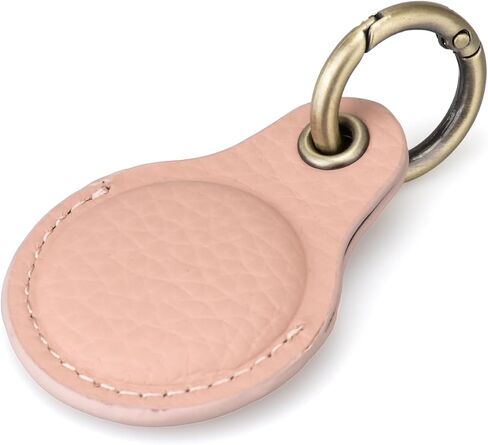 Airtag Keyring Genuine Leather with Brass Key Tags. Apple Airtag Holder Luggage GPS Tracker Dog Airtag Keychain (Tan) in Saudi Arabia