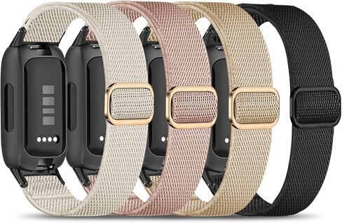 4 Pack Elastic Nylon Compatible with Fitbit Inspire 3 Band/Fitbit Inspire 2 Band, Adjustable Soft Stretchy Sport Strap Replacement Wristband for Inspire 3/2 Women Men in Kuwait