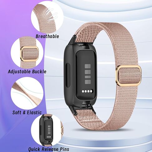 4 Pack Elastic Nylon Compatible with Fitbit Inspire 3 Band/Fitbit Inspire 2 Band, Adjustable Soft Stretchy Sport Strap Replacement Wristband for Inspire 3/2 Women Men in Kuwait