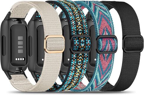 4 حزمة مرنة نايلون متوافقة مع Fitbit Inspire 3 Band/Fitbit Inspire 2 Band ، معصم حزام رياضي ناعم قابل للتعديل in Kuwait