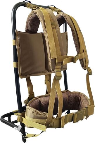 External Frame Hiking Backpack - Foldable Aluminum Hunting Pack Frame │ 60kg Load Capacity │ Adjustable Top Frame & Breathable Mesh for Camping, Hiking, Travel (Khaki) in Saudi Arabia