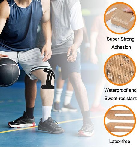 Precut Kinesiology Tape for Knees,15-30 Pcs – Elastic Knee Support & Stability, Pain Relief – Waterproof, Breathable, Hypoallergenic Athletic Tape in Saudi Arabia