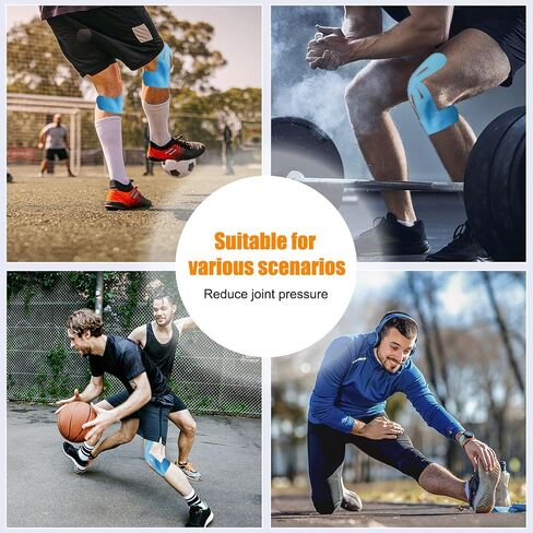 Precut Kinesiology Tape for Knees,15-30 Pcs – Elastic Knee Support & Stability, Pain Relief – Waterproof, Breathable, Hypoallergenic Athletic Tape in Saudi Arabia