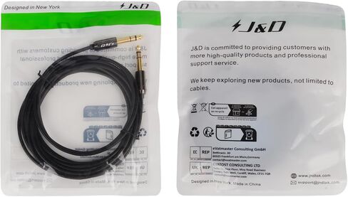 J&D 1/4 inch TRS Cable, Gold Plated Heavy Duty Copper Shell TRS 6.35mm Male to Male Balanced Stereo Audio Adapter, Quarter inch Guitar Interconnect Cable for Studio Monitors, Bass, Keyboard, 3 Feet in Saudi Arabia
