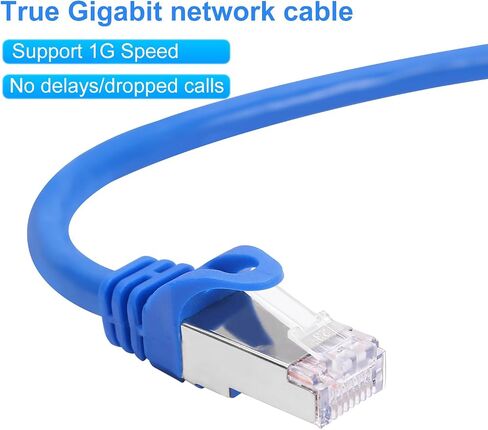CAT 6 Shielded Ethernet Cable 50FT, Indoor High-Speed (SFTP) 10Gbps Snagless Shielded 50 FT Ethernet Cable for Internet, Router, Computer, PlayStation, Xbox, POE Camera, Printer - Blue in Kuwait