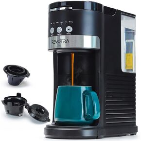 صانع قهوة واحد للقرون Kup Pods & Ground Coffee ، أحجام من 6 إلى 14 أوقية ، خيار Brew Strong ، خيار سريع ، تصميم مضغوط مع خزان 40oz قابل للإزالة ، كوب سفر ودود ، أسود