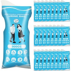 24 Pcs Karuzka Disposable Urine Bags, 3rd Generation 900ML Emergency Portable Pee Bags for Travel for Men/Women, Unisex LeakProof Urinal Bag, Odorproof Urinal Bag and Vomit Bags for Hiking Traffic Jam