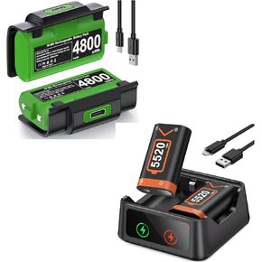 Rechargeable Controller Battery Pack for Xbox,2x5520mWh Batteries Pack for Xbox One/Xbox Series X|S Fast Charging Xbox Play& Charge Kit with Fast Charging Station for Xbox One Elite Xbox