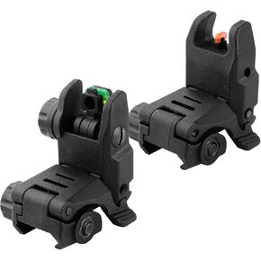 Flip Up Sight Front and Rear Flip Lightweight Sights,with Green Red Fiber Optics Dots, Mounted on Any Picatinny Rail