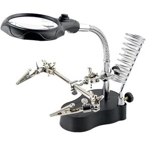 Vertical Magnifying Glass Electric Soldering Iron Desktop and LED Light Magnifying Glass