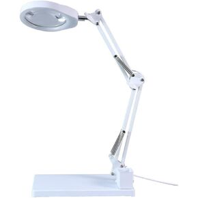 Desktop Magnifying Glass with LED Light Mechanical Support Arm Universal Workbench