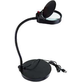 LED Desktop Magnifying Glass Optical Glass Lens Flexible Magnifying Glass(10/20x)