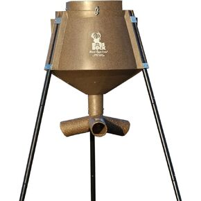 BOSS BUCK 350 LB Deer Feeder / Hunting Durable Lightweight Plastic UV Protected Windproof Waterproof Gravity Feed With Protein 3 Feed Tubes Head, Multi-Piece Round Legs
